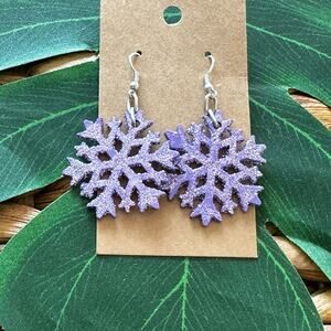 BOGO FREE Purple Glitter Snowflafe Earrings